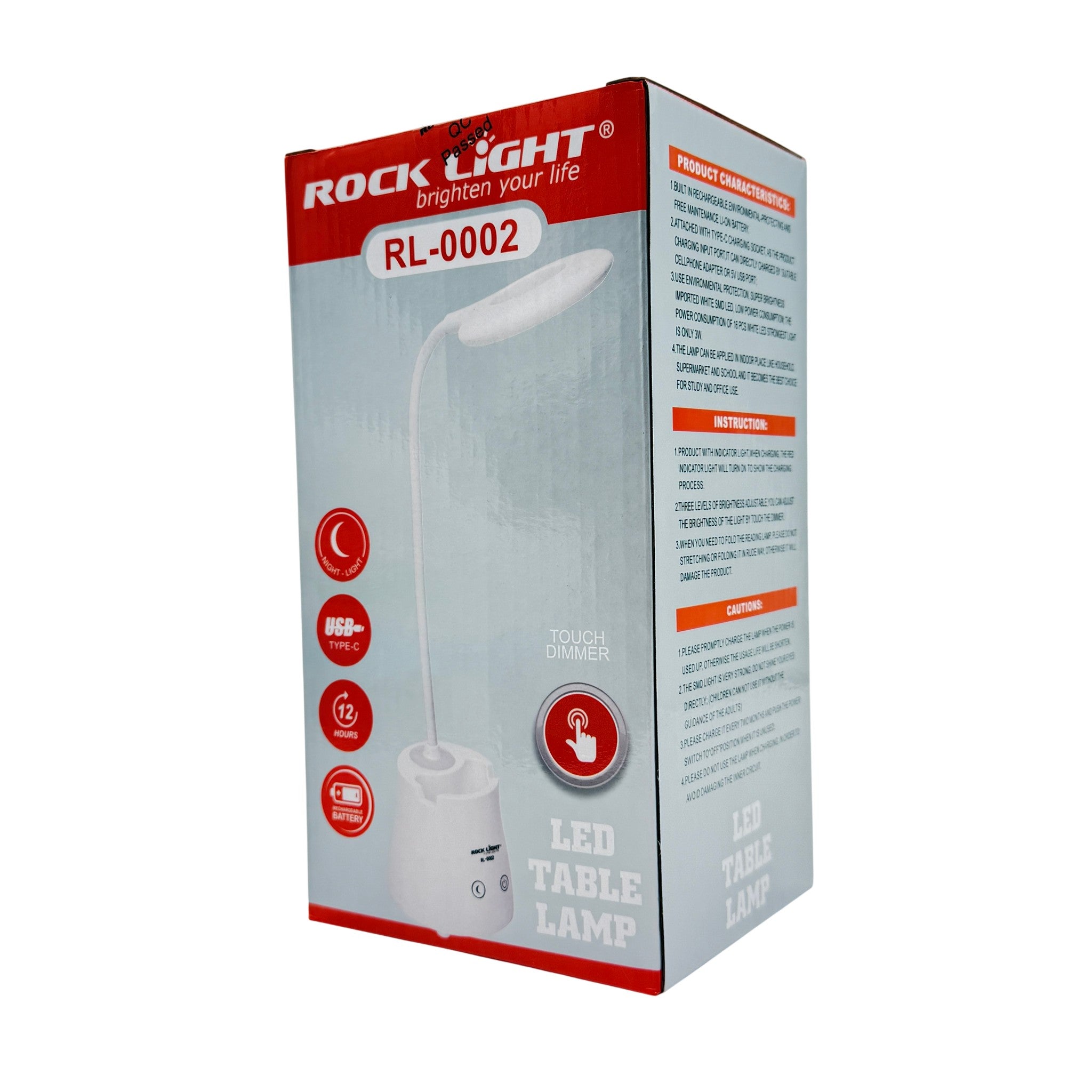 Rechargeable LED light with Touch dimmer