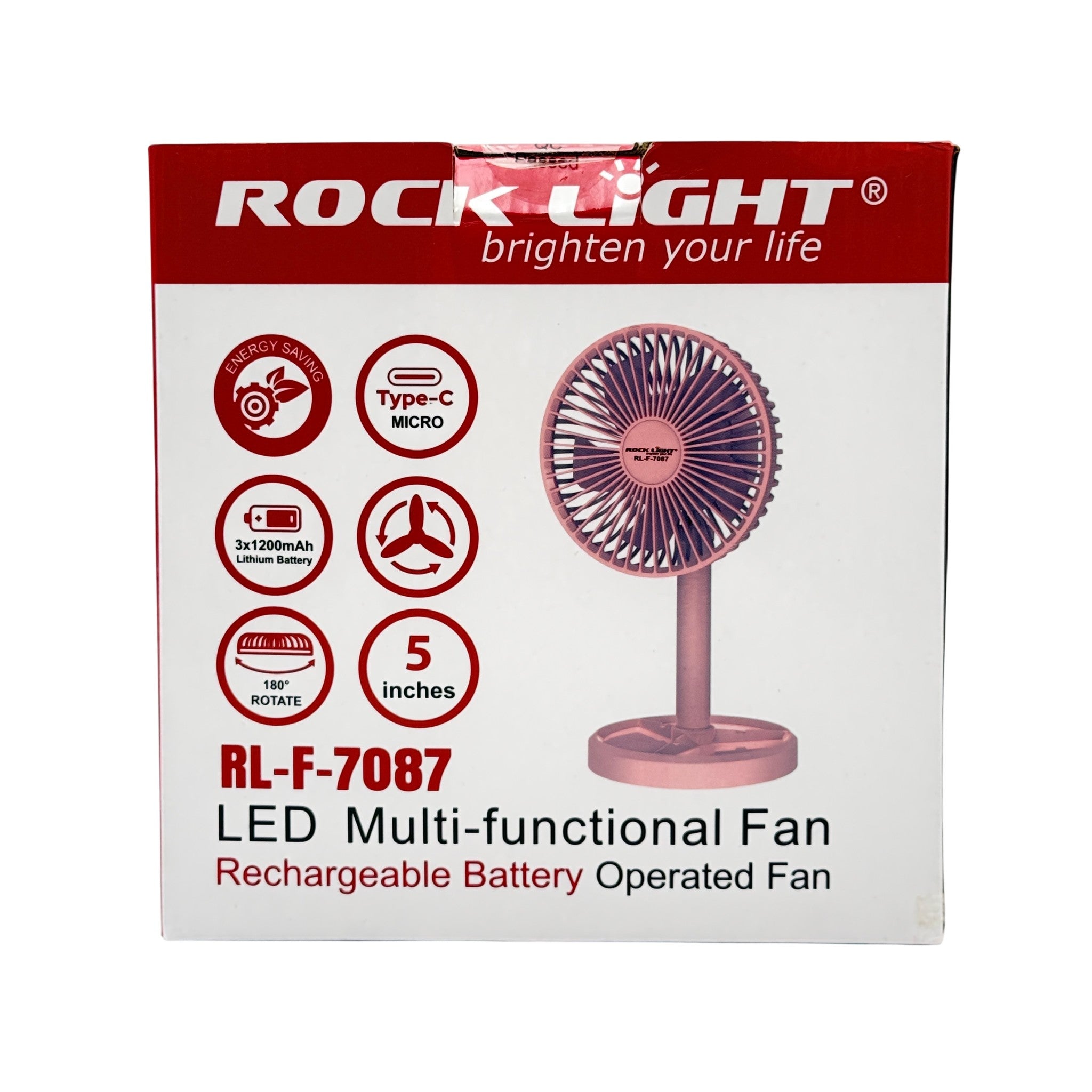 Rock Light LED Rechargeable Fan Green 5 Inch