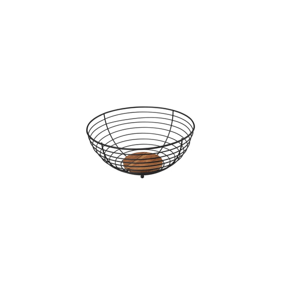 Iron and Bamboo Storage Basket Black 28 x 28 x 13 cm
