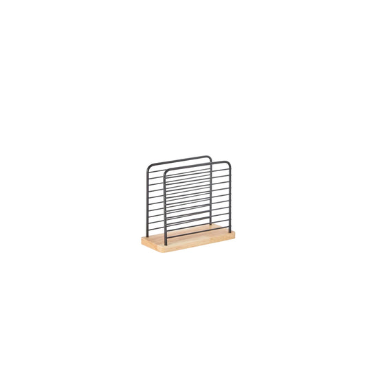 Iron and Bamboo Napkin Holder Black 14 x 6 x 12.5 cm