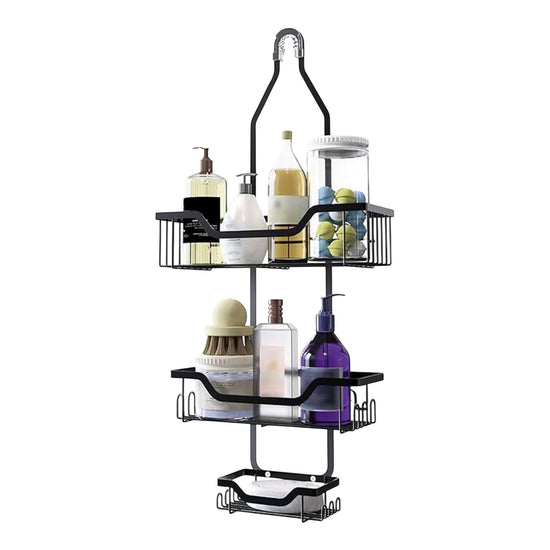 Iron Bathroom Organizer Black 25.5 x 11.8 x 56.5 cm