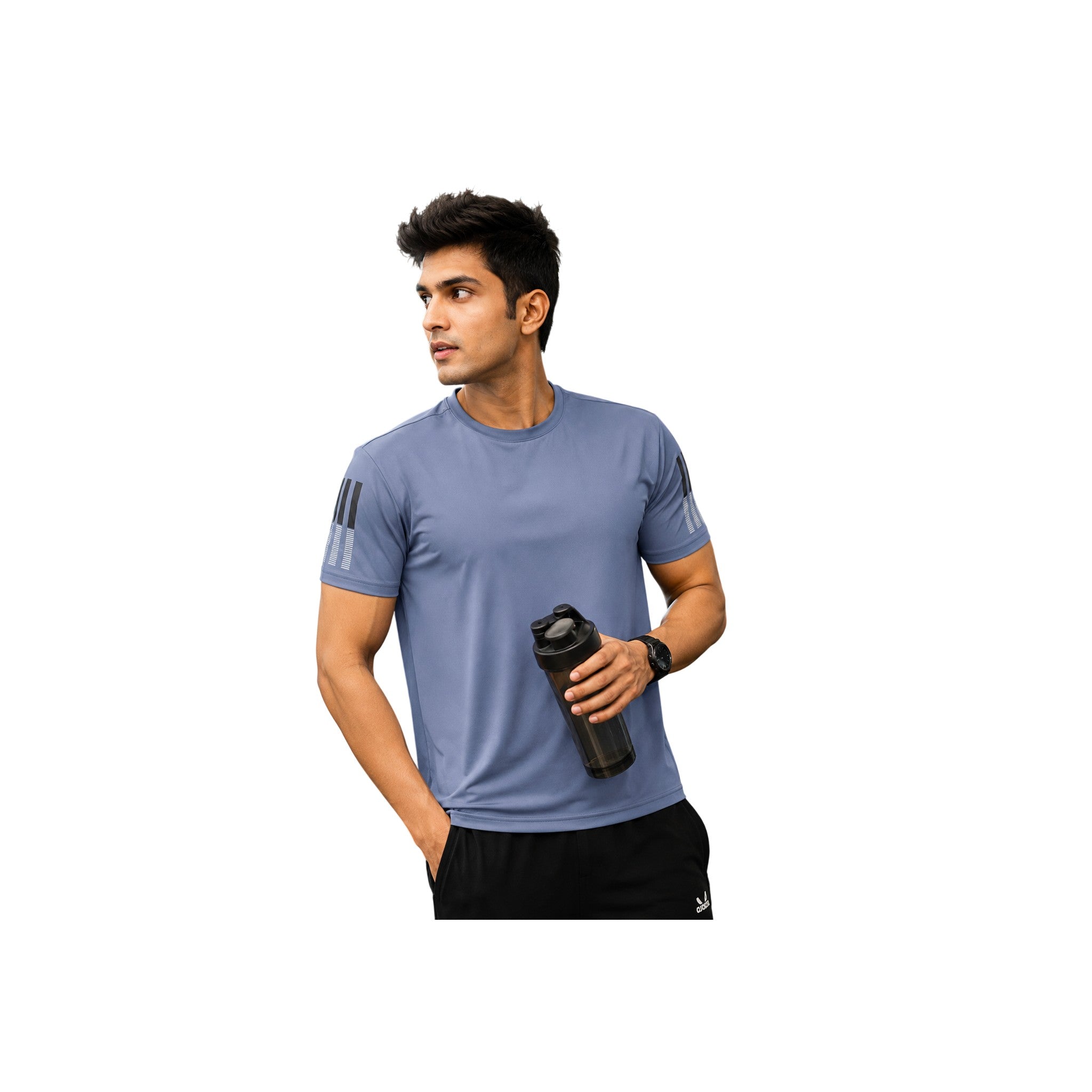 Mens Activewear Half Sleeves T - shirt Blue Xxs