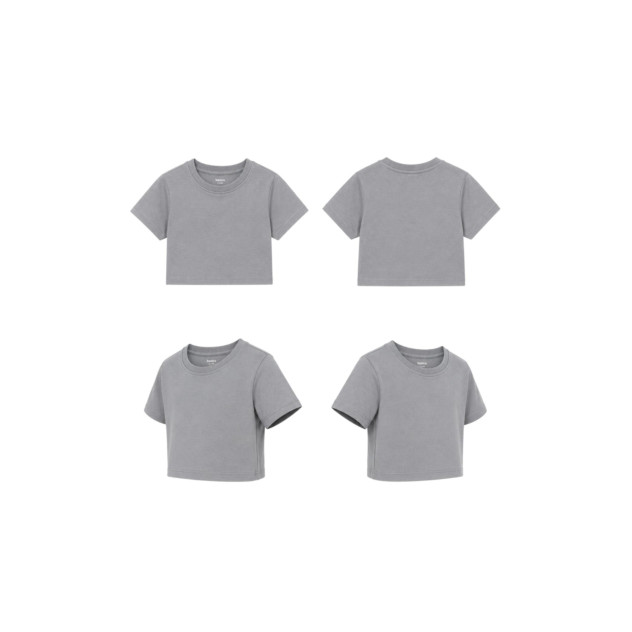 Basic Girls T Shirt Solid Grey Melange