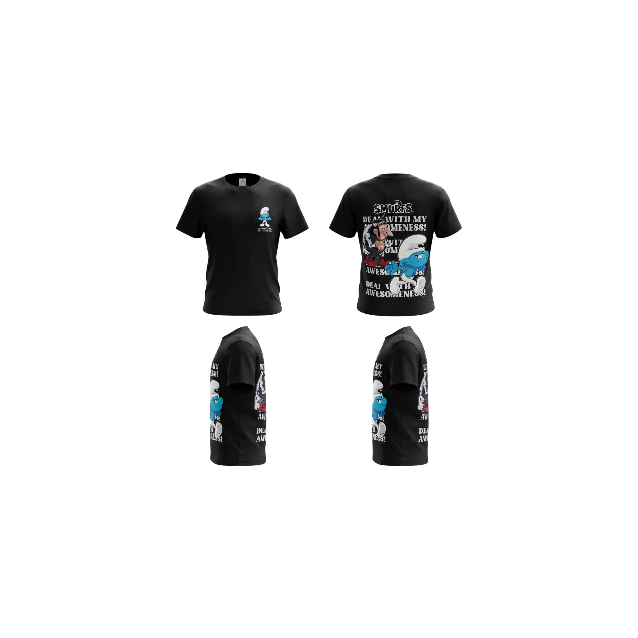 Mens Character T - Shirt Smurf Men Topwear Black S