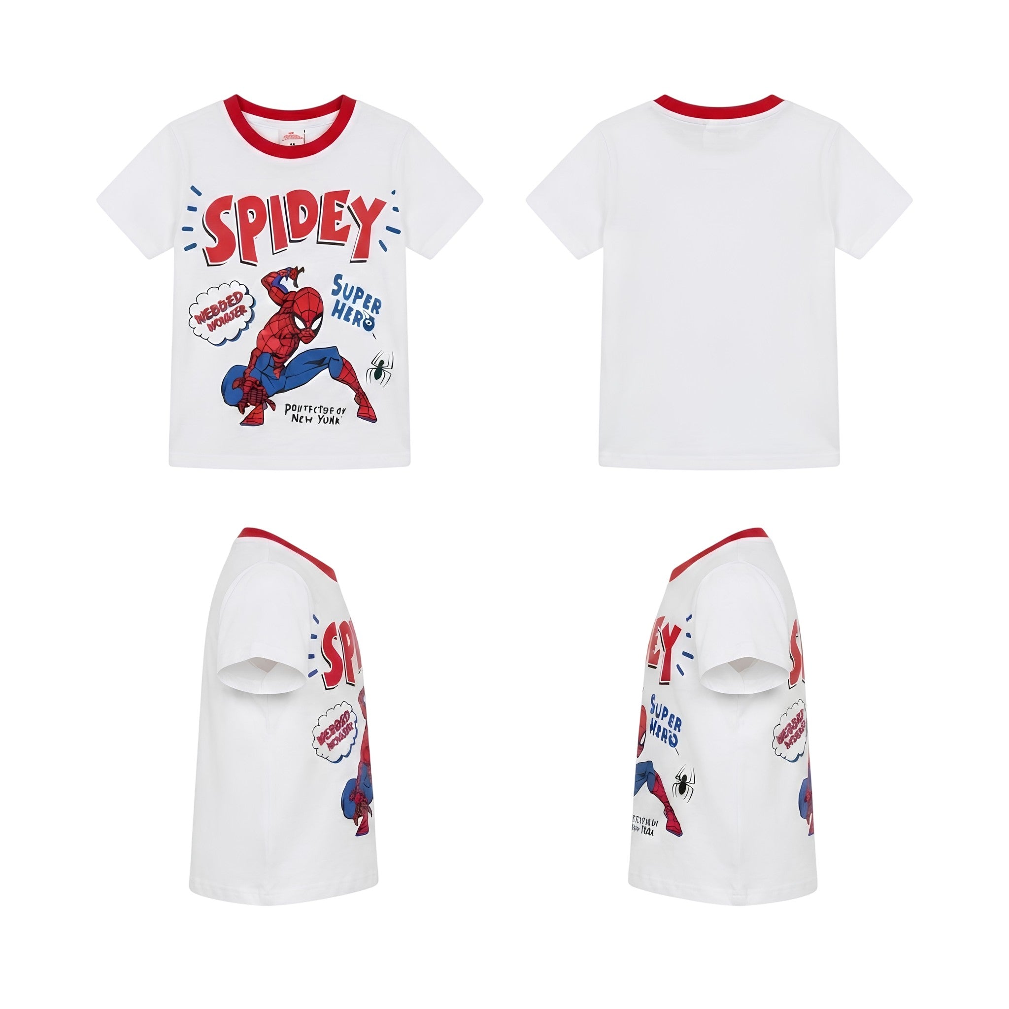 Boys Character Full Pj Set Spiderman Lpj White and Red Size
