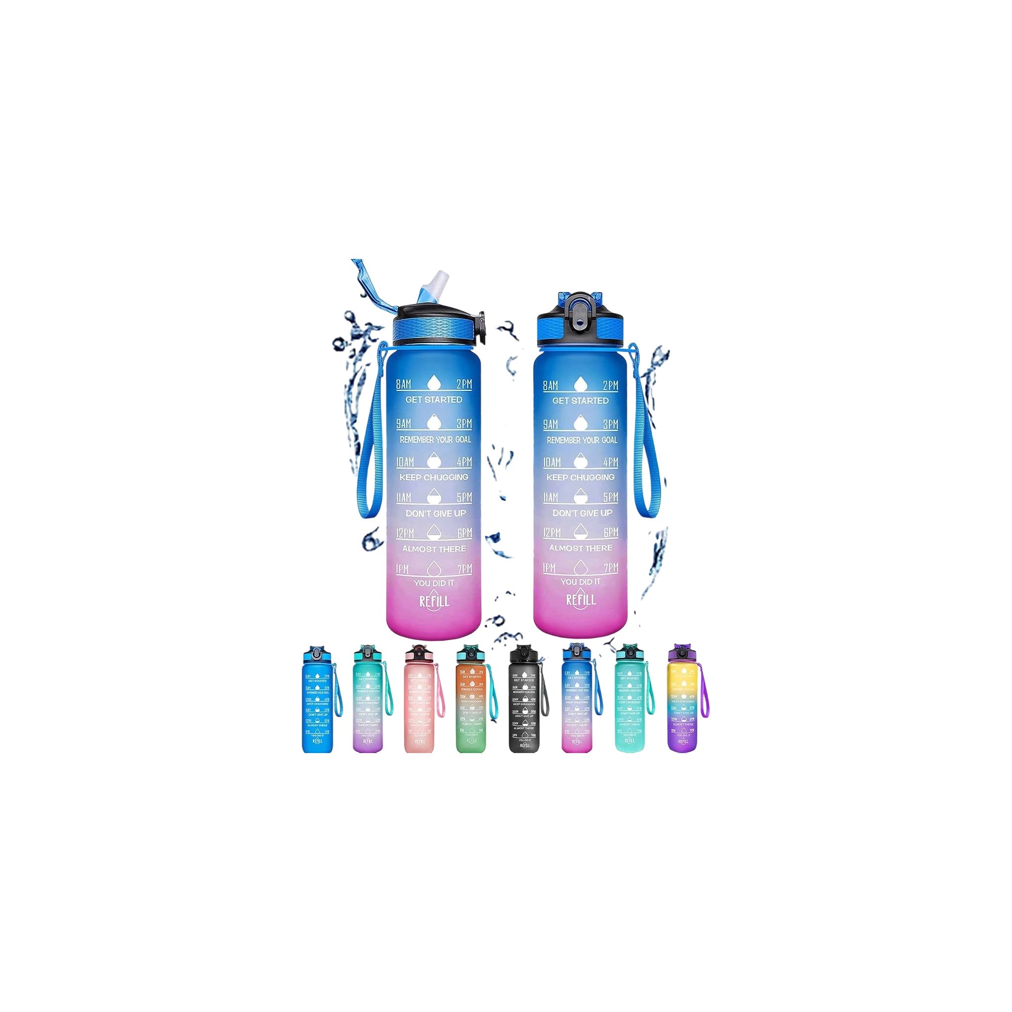 Motivational Time Markers Plastic Water Bottle 1 l