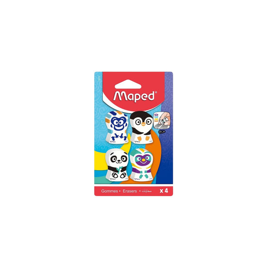 Maped Ergo Fun Erasers Assorted Colours pack of 4