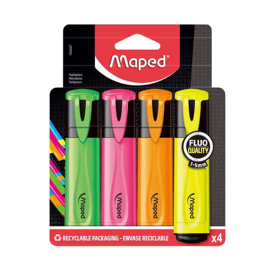 Maped Textsurfer Classic Fluorescent Highlighters - Set of 4