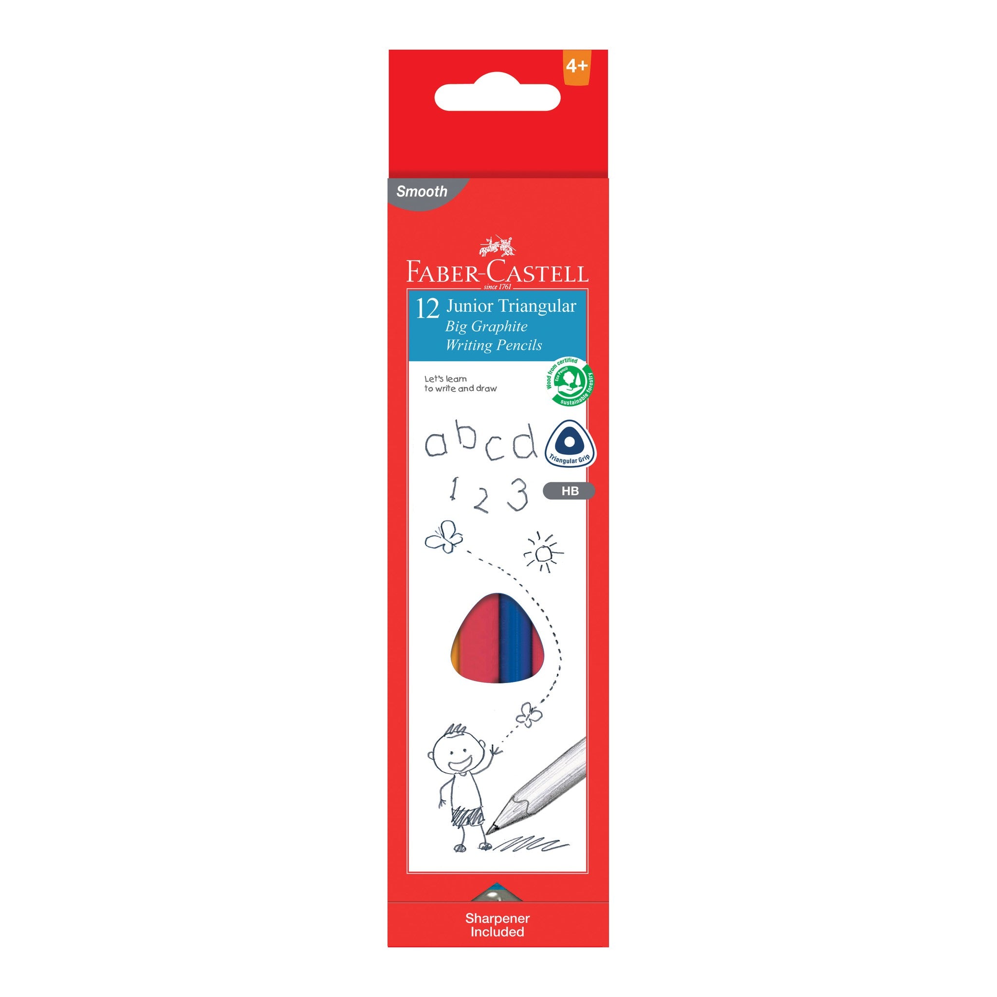 FABER-CASTELL FC JUNIOR TRIANGULAR  GRAPHITE PENCIL 2B 12PC