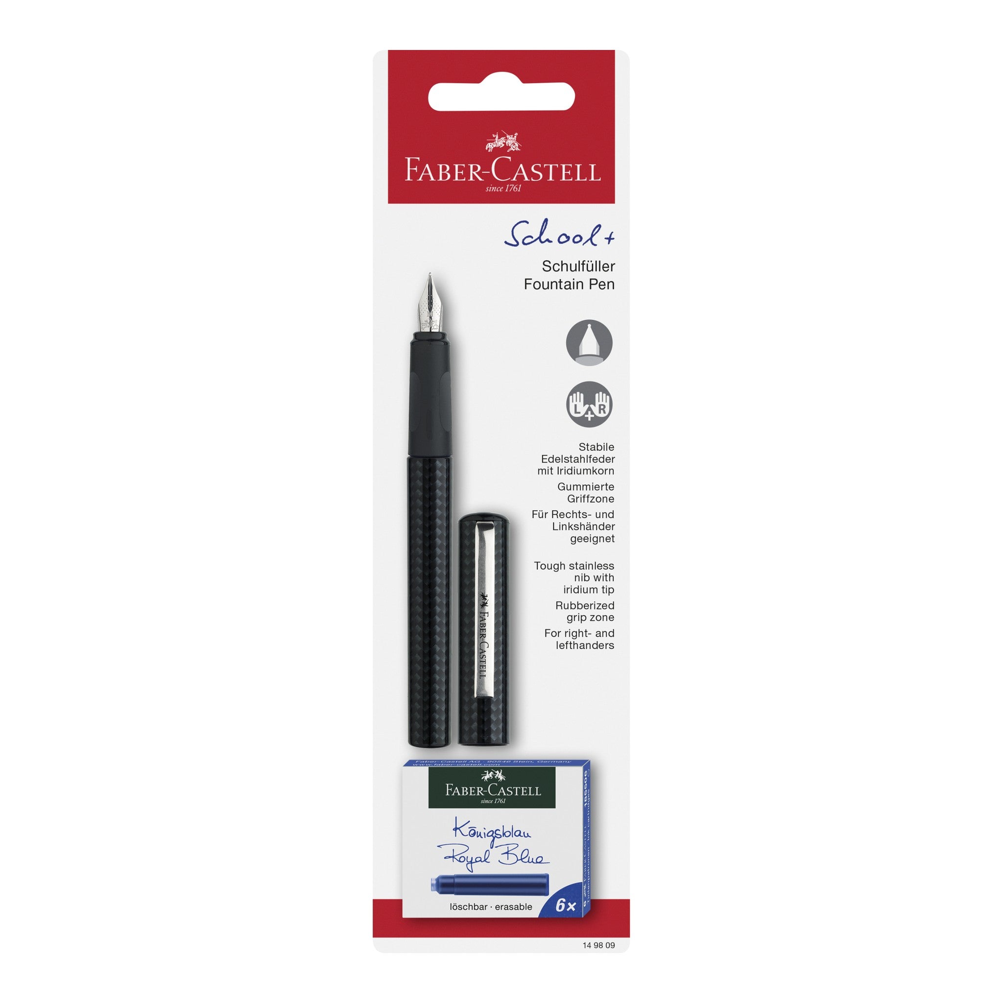 FABER-CASTELL FFOUNTAIN PEN CARBON DESIGN M + CARTRIDGE