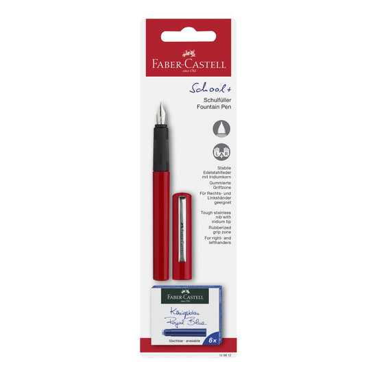 FABER-CASTELL FOUNTAIN PEN RED DESIGN M + CARTRIDGE