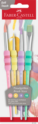 FC GRIP PAINT BRUSHES RND/FLT PASTEL 4PC 2,6,10,12