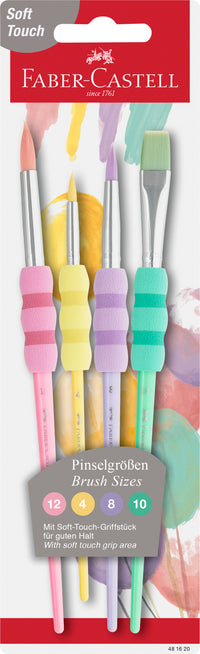 FC GRIP PAINT BRUSHES RND/FLT PASTEL 4PC 2,6,10,12