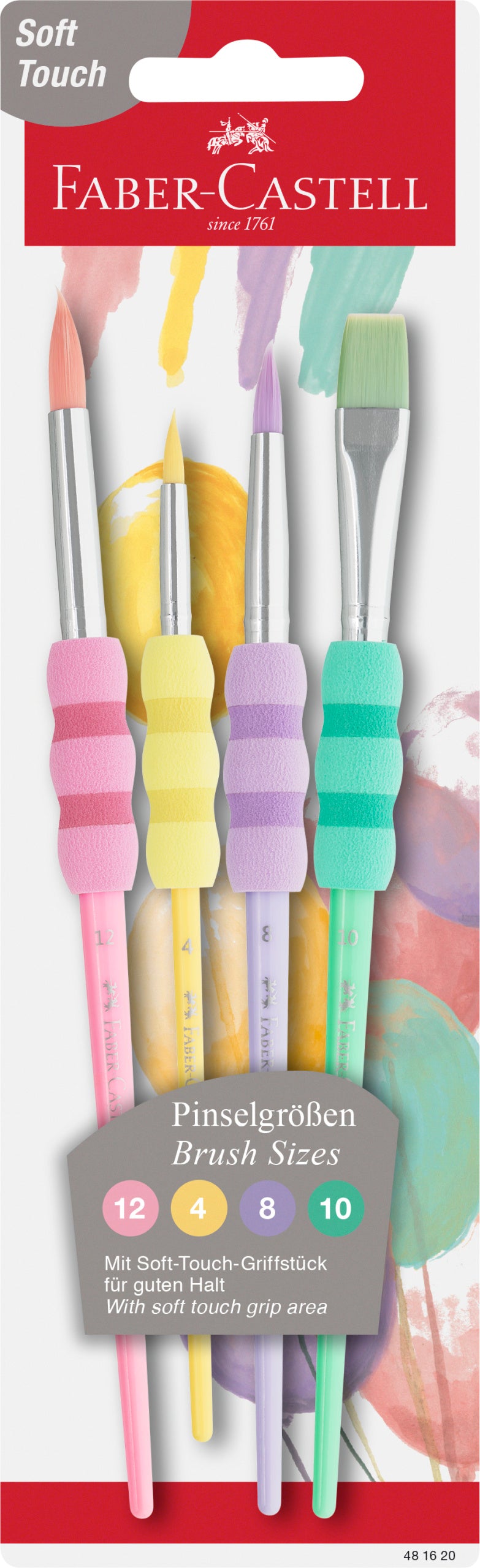 FC GRIP PAINT BRUSHES RND/FLT PASTEL 4PC 2,6,10,12