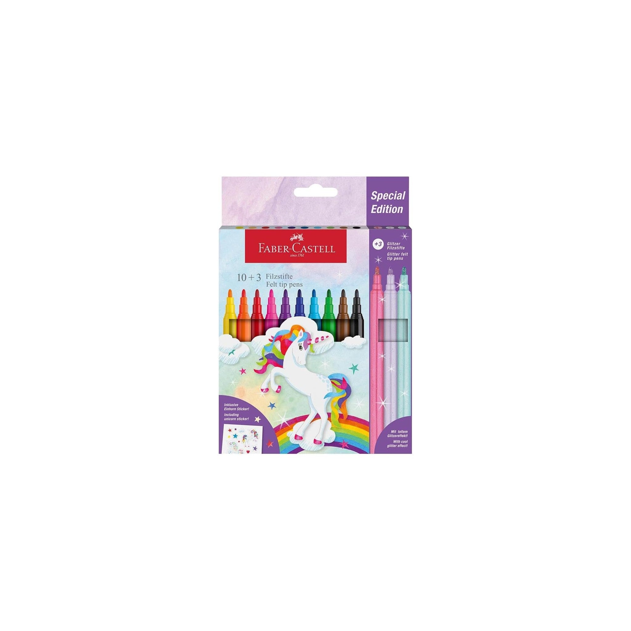 FABER-CASTELL UNICORN  FELT TIP PEN 10 + 3 COLOUR