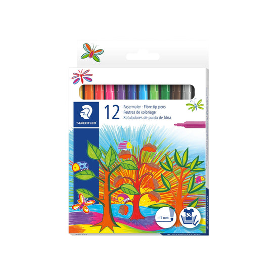 Staedtler Fibre Tip Pens 12 Colours cardboard Pack