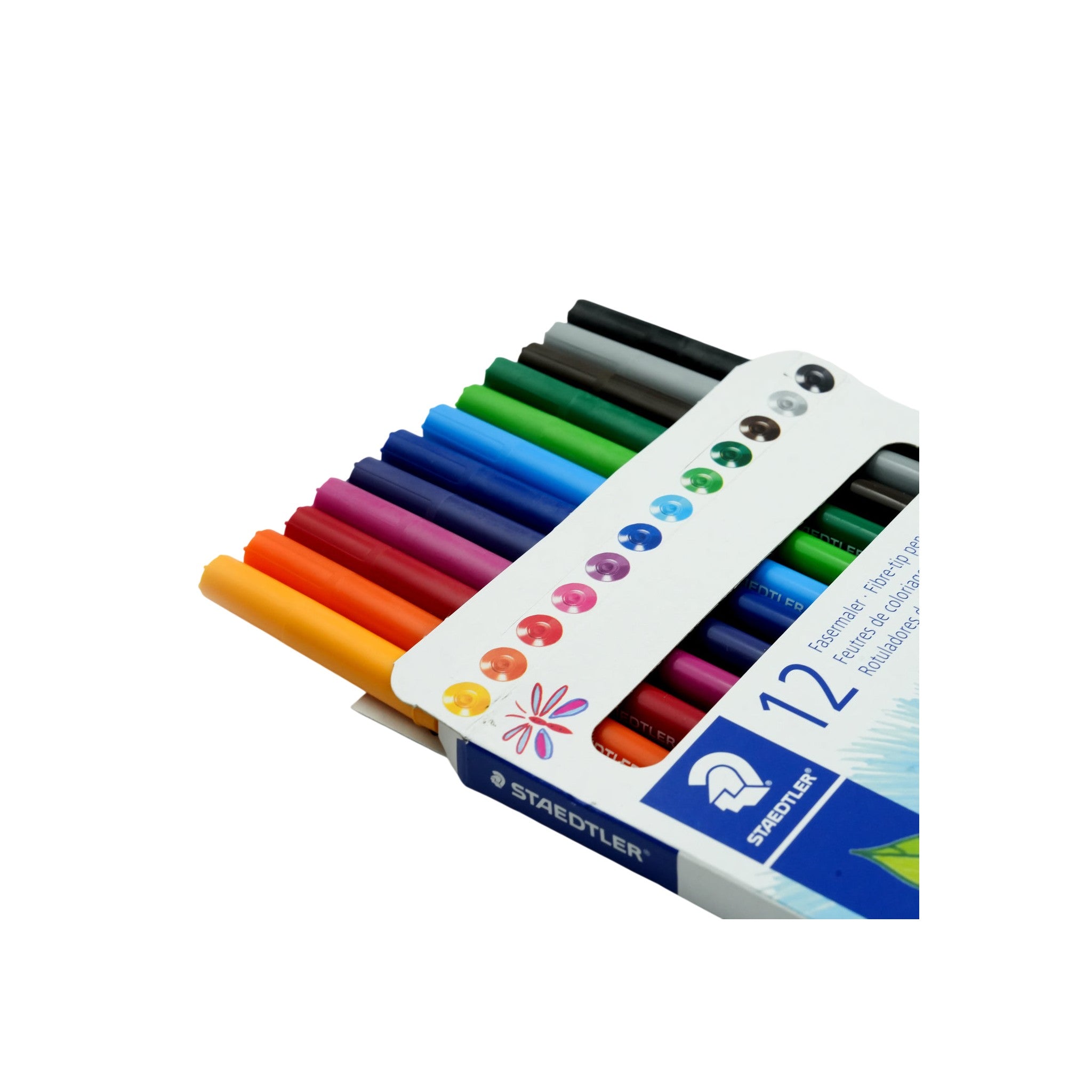 Staedtler Fibre Tip Pens - 12 Colours (Cardboard Pack)