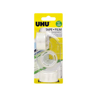 UHU TAPE DISPENSER TRANSPARENT WITH 3 REFILL ROLLS 19MMX7.5M