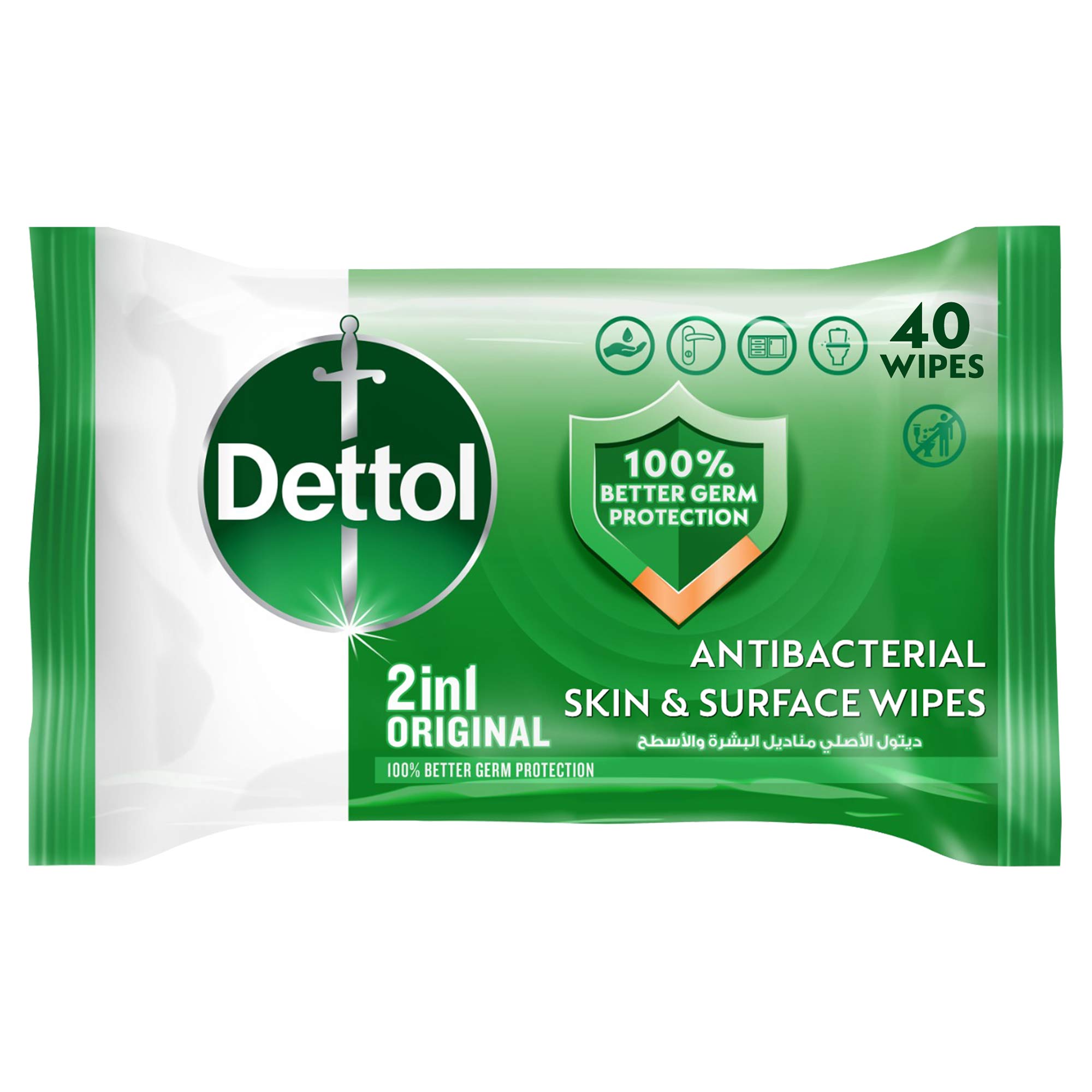 Dettol Original Anti-Bacterial Skin and Surface Wipes 40 pcs