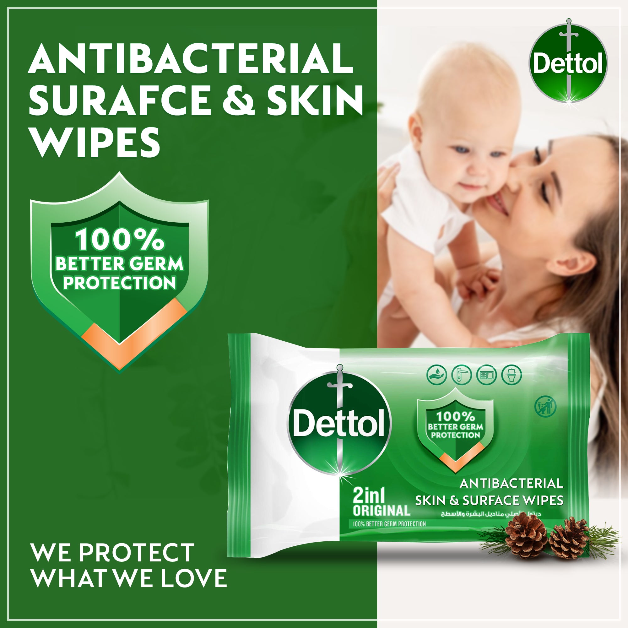 Dettol Original Anti-Bacterial Skin and Surface Wipes 40 pcs
