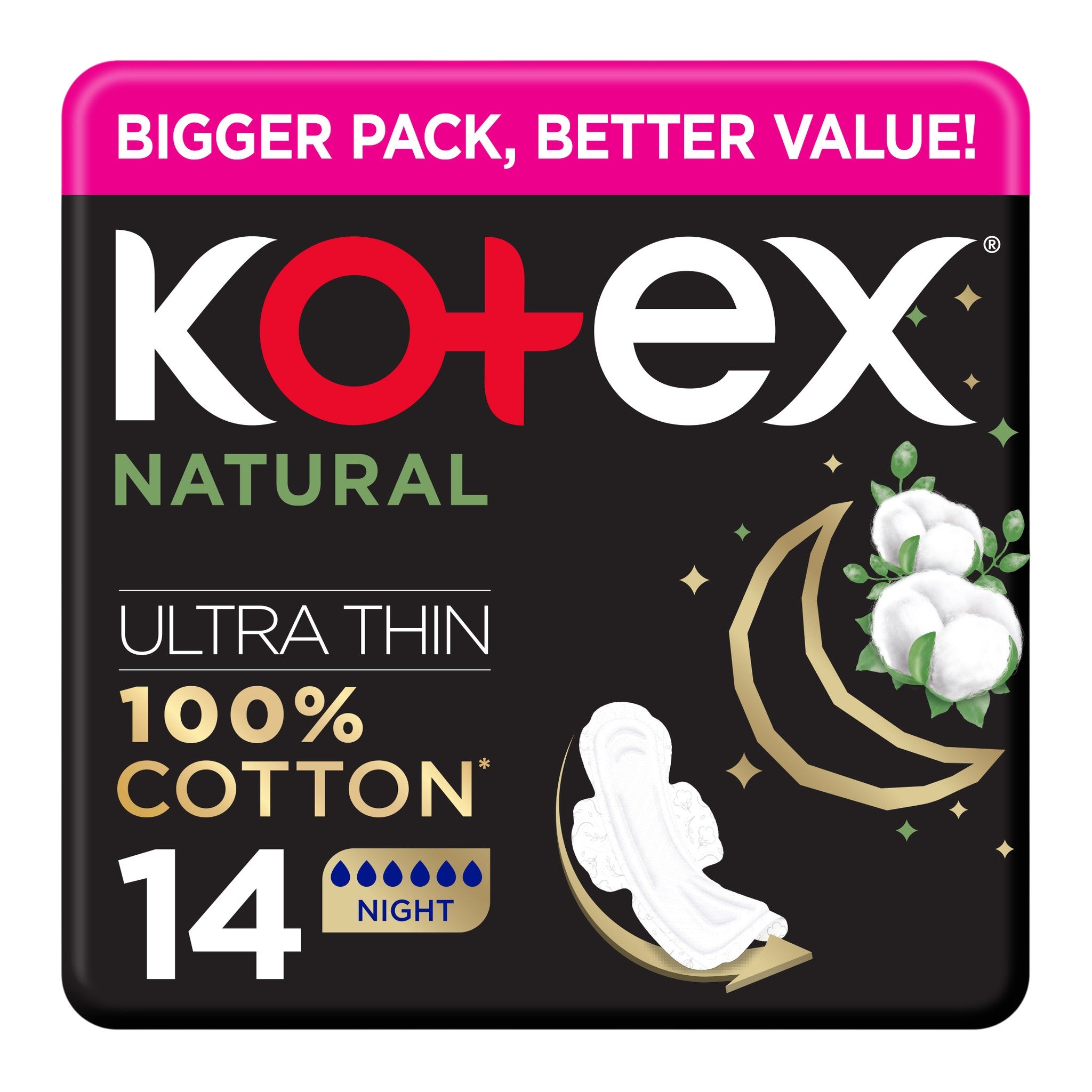 Kotex Ultra Value Pack Natural Night Time 14