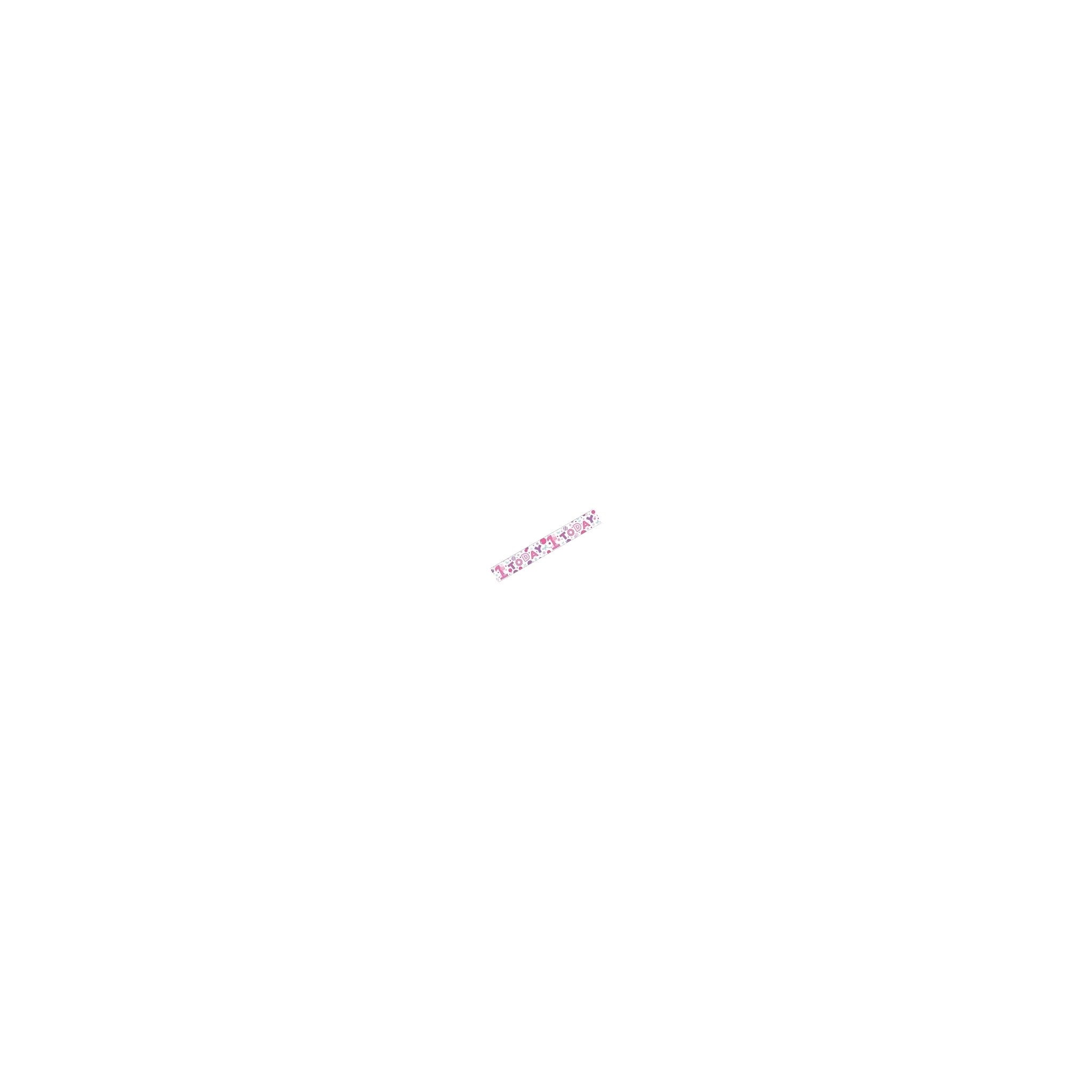 Wall Foil Happy Birthday Age 1 Girl Banner-2.5M