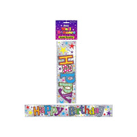 Wall Banner Foil Happy Birthday With Stars-2.5M
