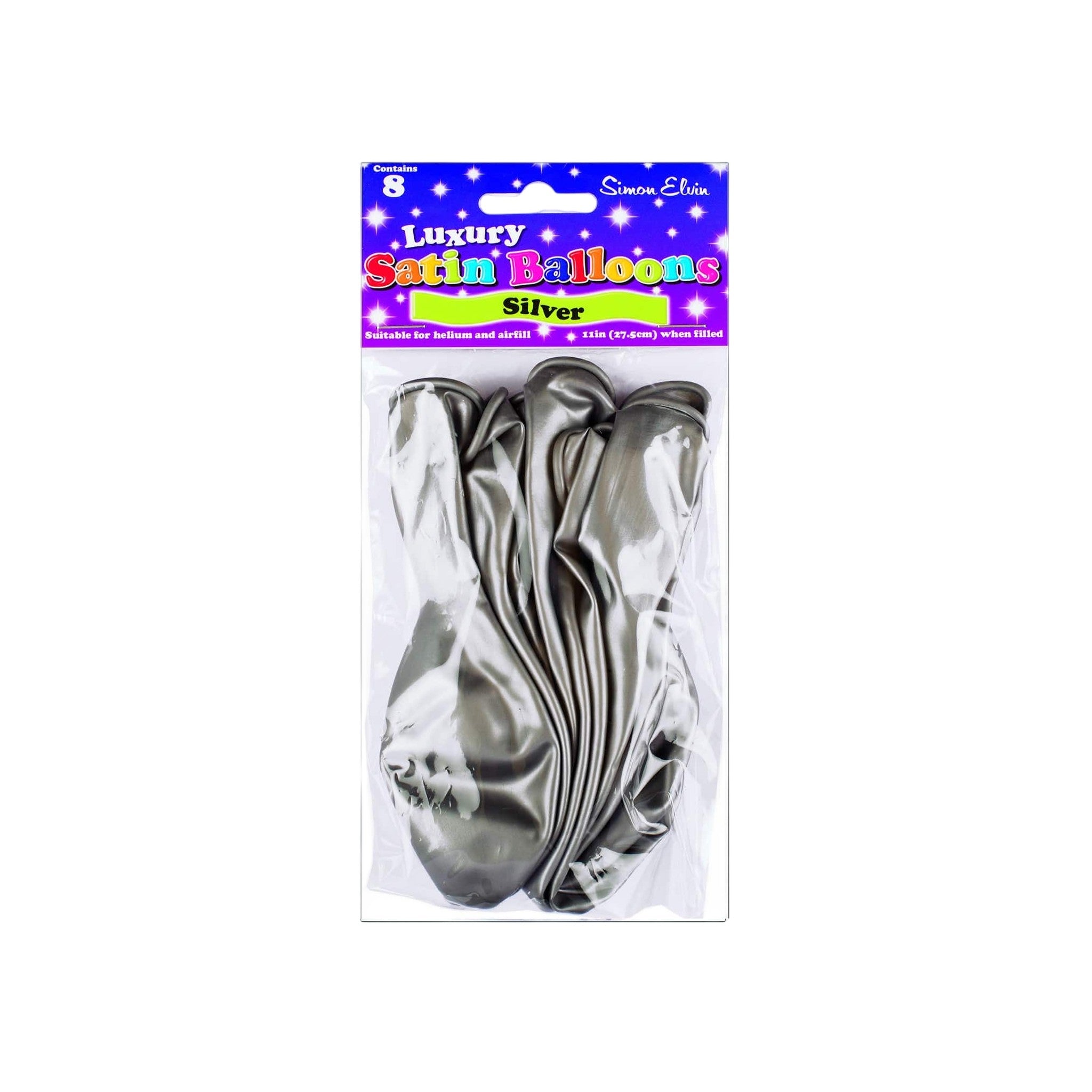 Satin Luxury Helium and Air Suitable(8 Pcs PK) 11Inch-Silver