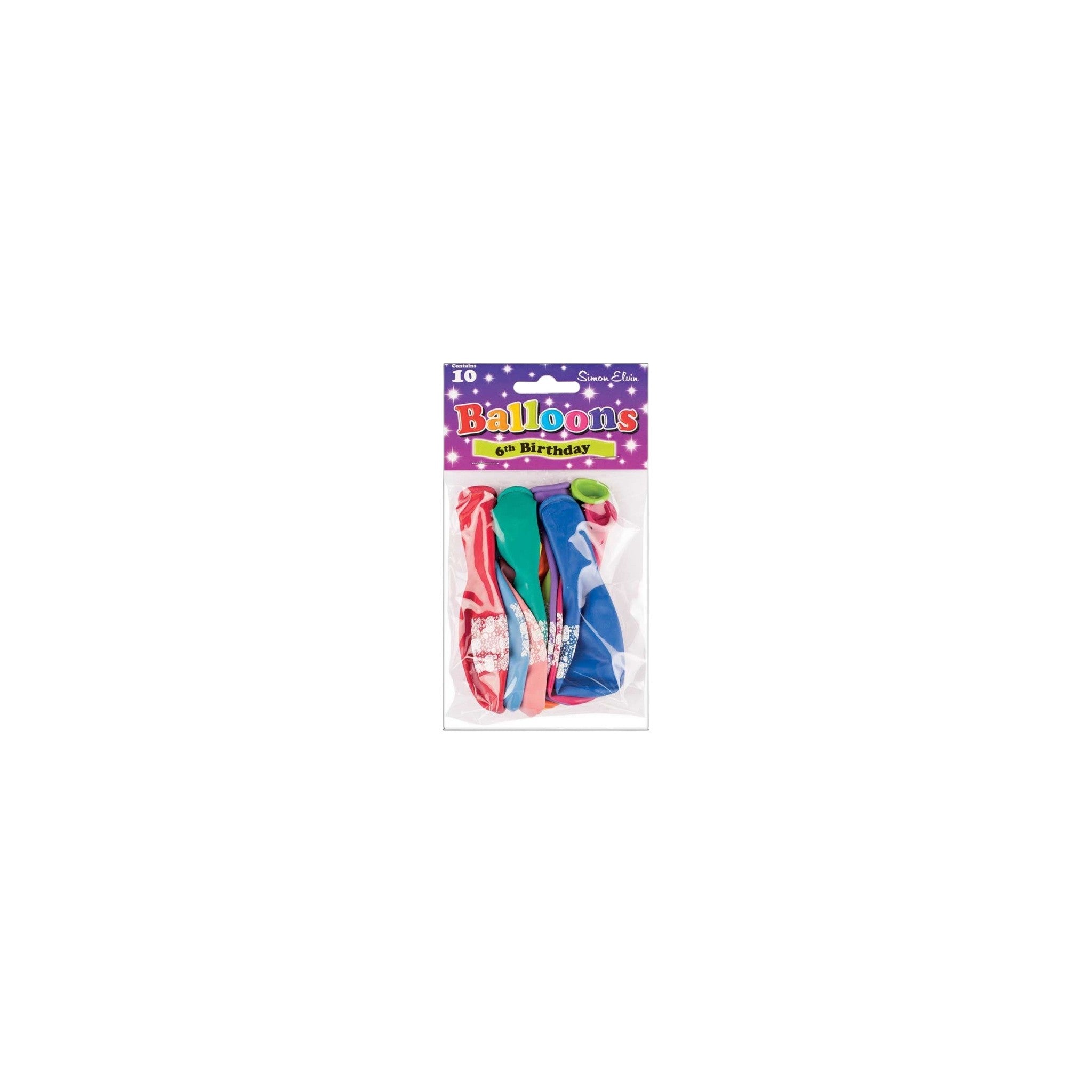 Happy Birthday Printed Balloons (10 Pcs PK) - Age 6
