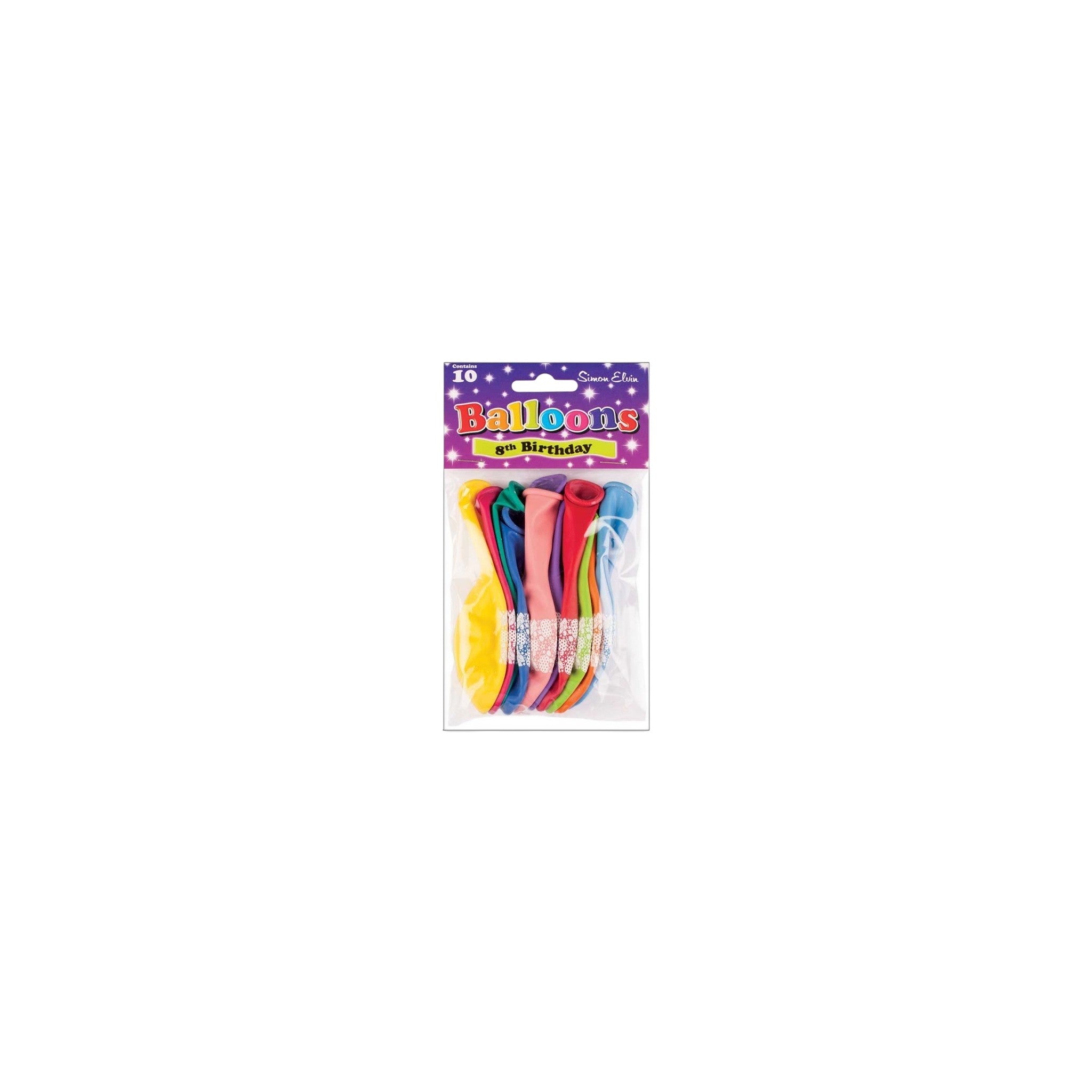 Happy Birthday Printed Balloons (10 Pcs PK) - Age 8