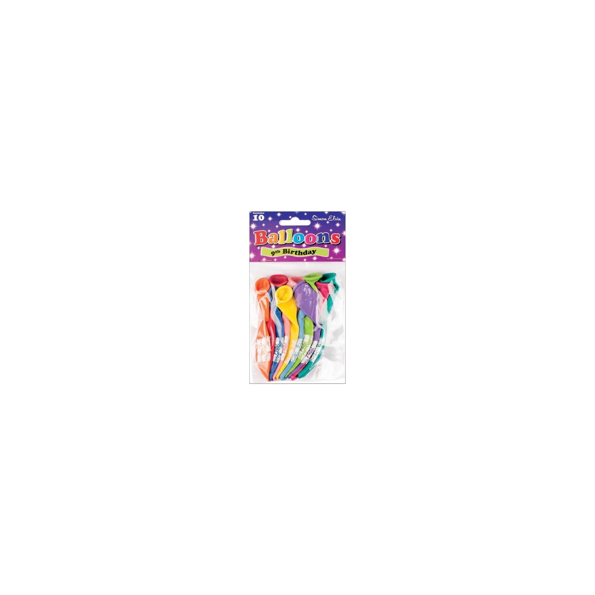 Happy Birthday Printed Balloons (10 Pcs PK) - Age 9