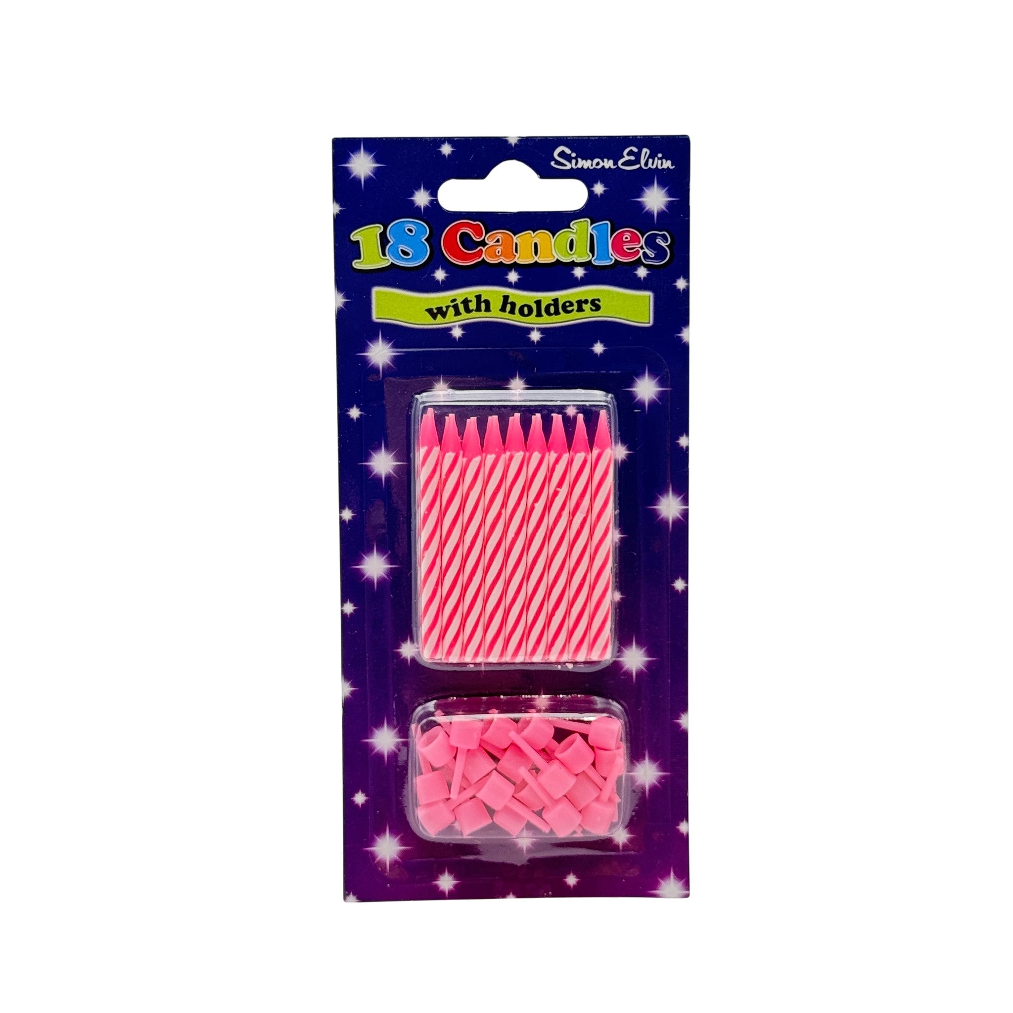 Birthday Spiral Candles (18 Pcs with Holders)-Pink