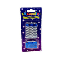 Birthday Spiral Candles (18 Pcs with Holders)-Blue
