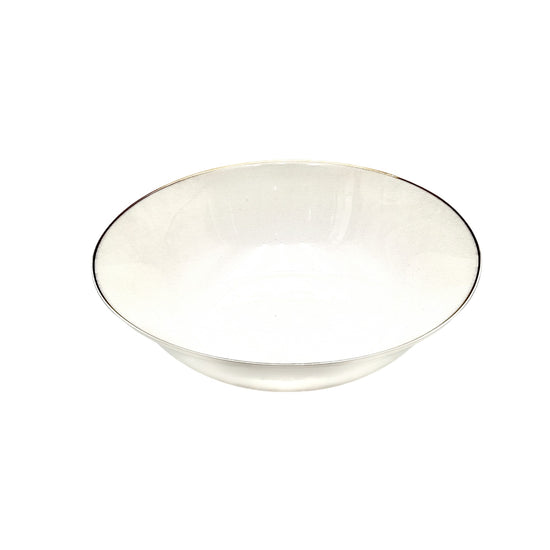 Elara Porcelain Salad Bowl with Gold Rim 23 cm White