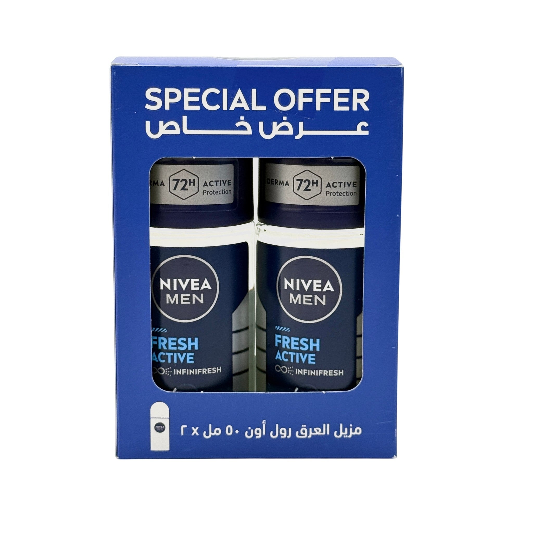 Nivea Men Fresh Active Deodorant Roll-On 50 ml 2 pcs
