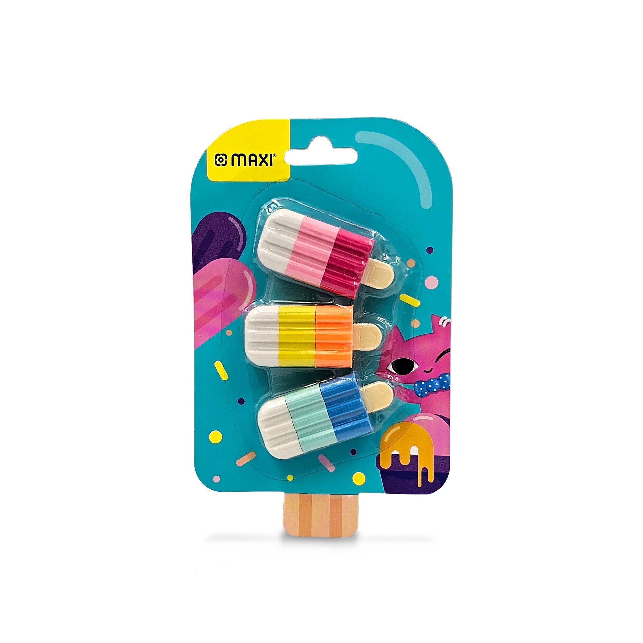 MAXI 3D ERASERS 3PC ICECREAM STICK