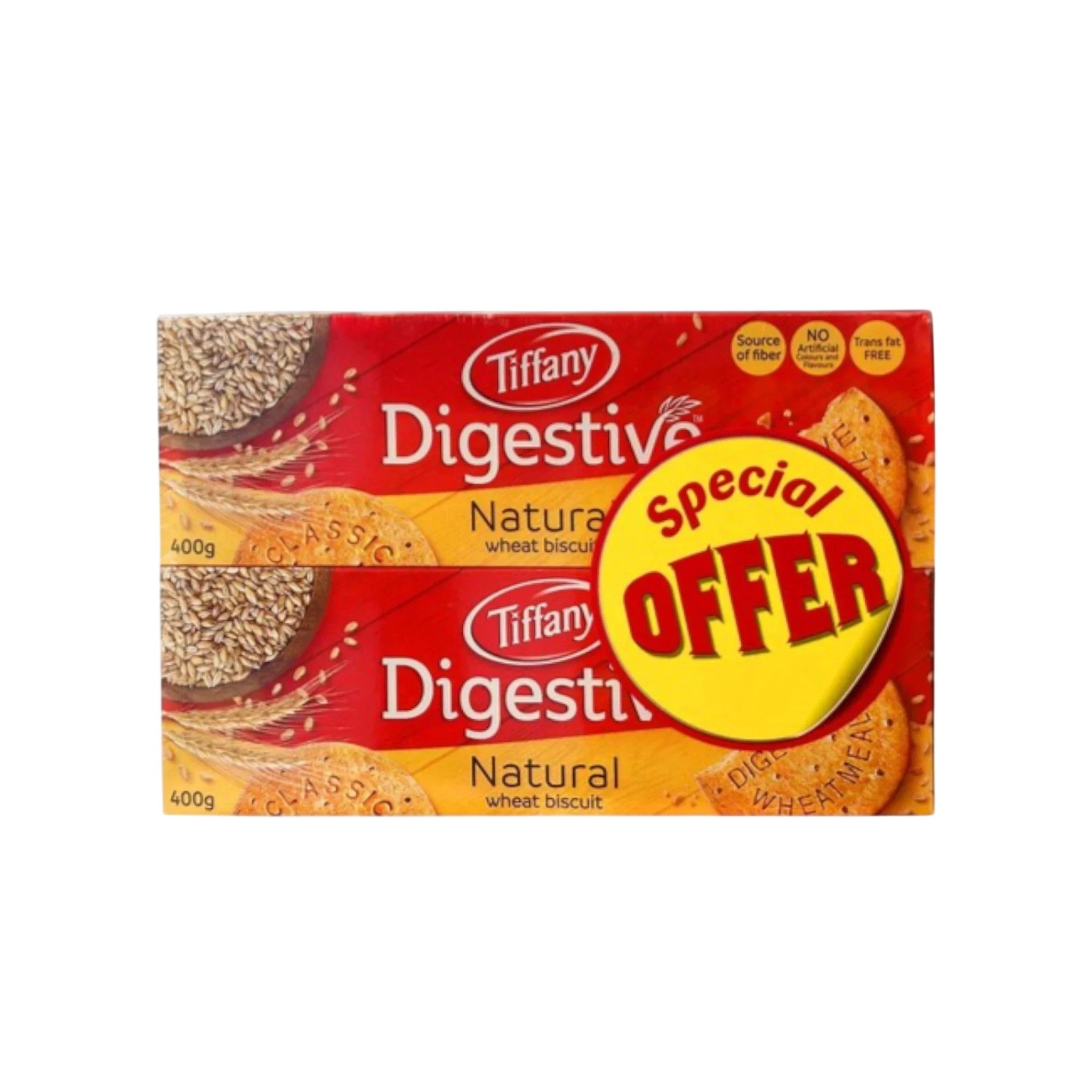 Tiffany Digestives Natural Wheat Biscuit 2x400 gm