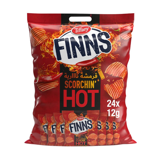 Tiffany Finns Potato Chips Scorchin Hot 24X12 gm