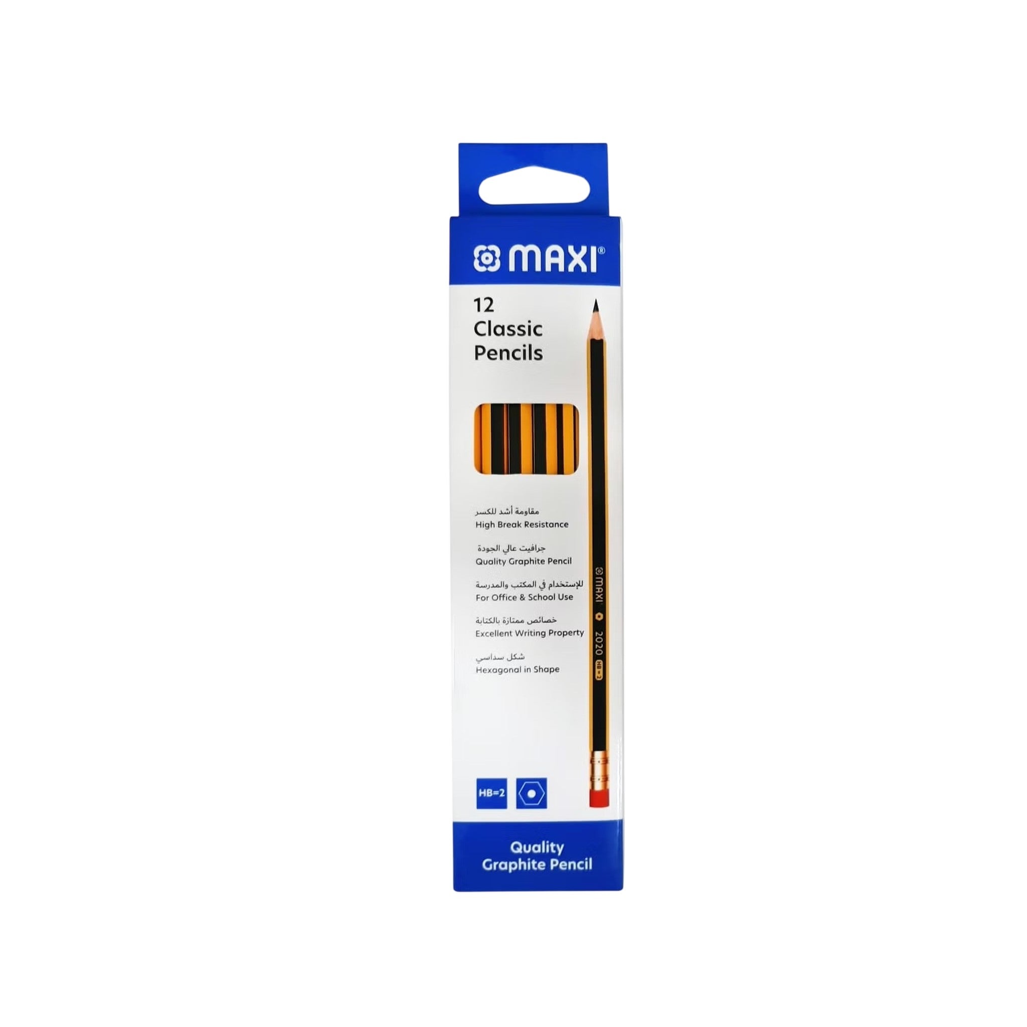MAXI CLASSIC HEX GRAPHITE PENCIL HB WITH RT 12PC