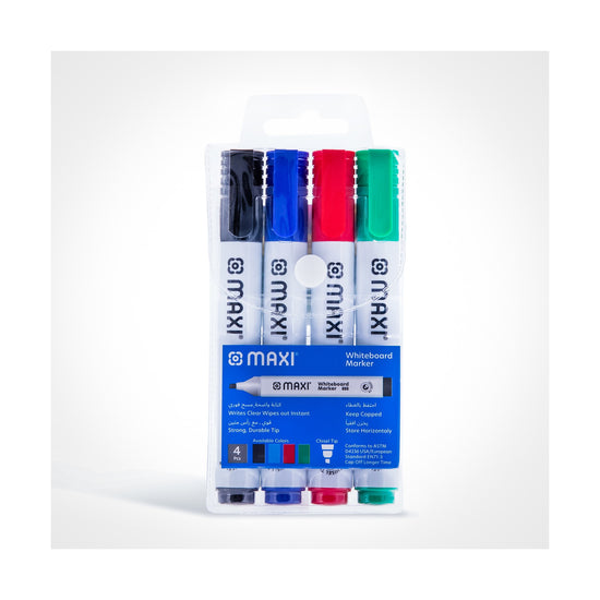 Maxi Whiteboard Marker Chisel Tip wallet of 4 pcs