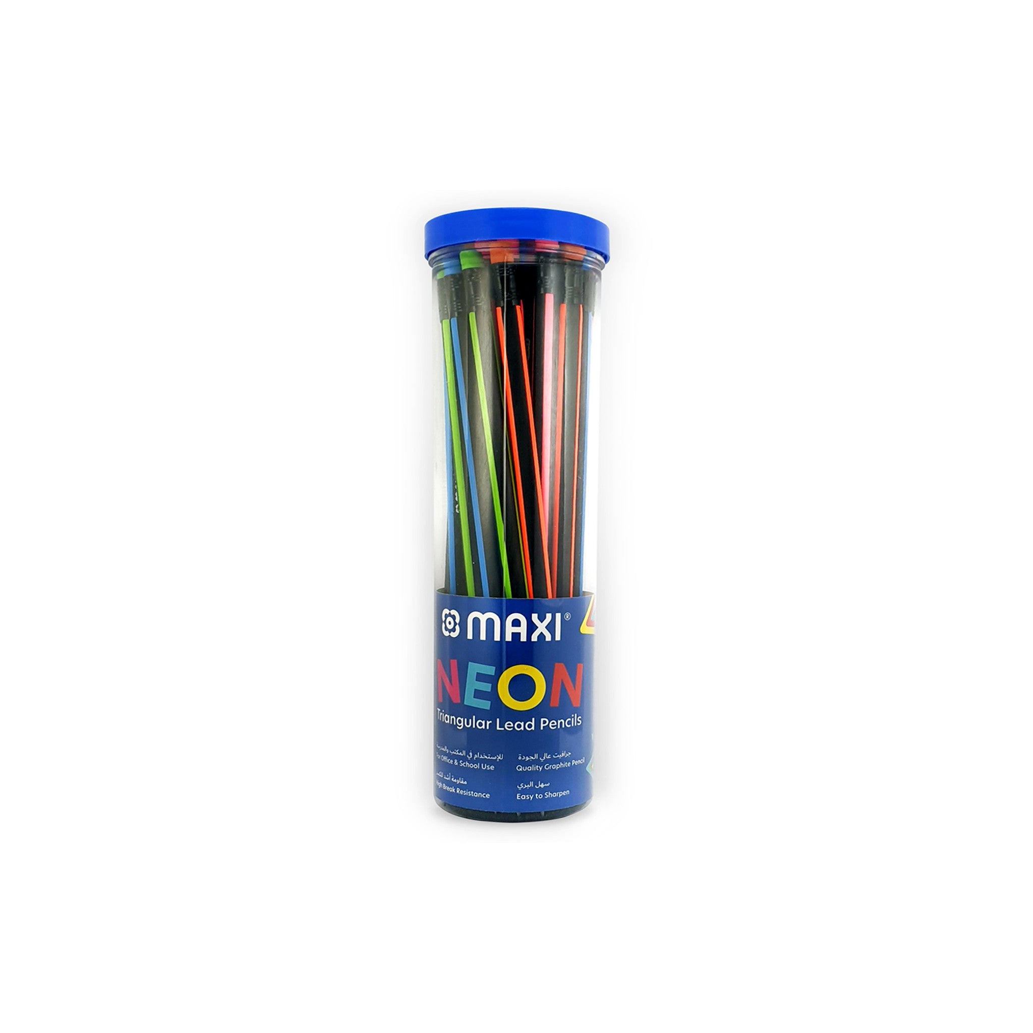 MAXI NEON TRI GRAPHITE PENCIL WITH RT 30PC