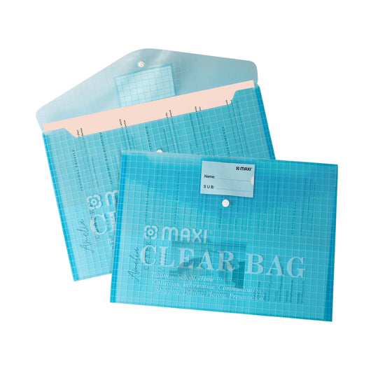 Maxi Full Size Clear Bag with Name Card Blue