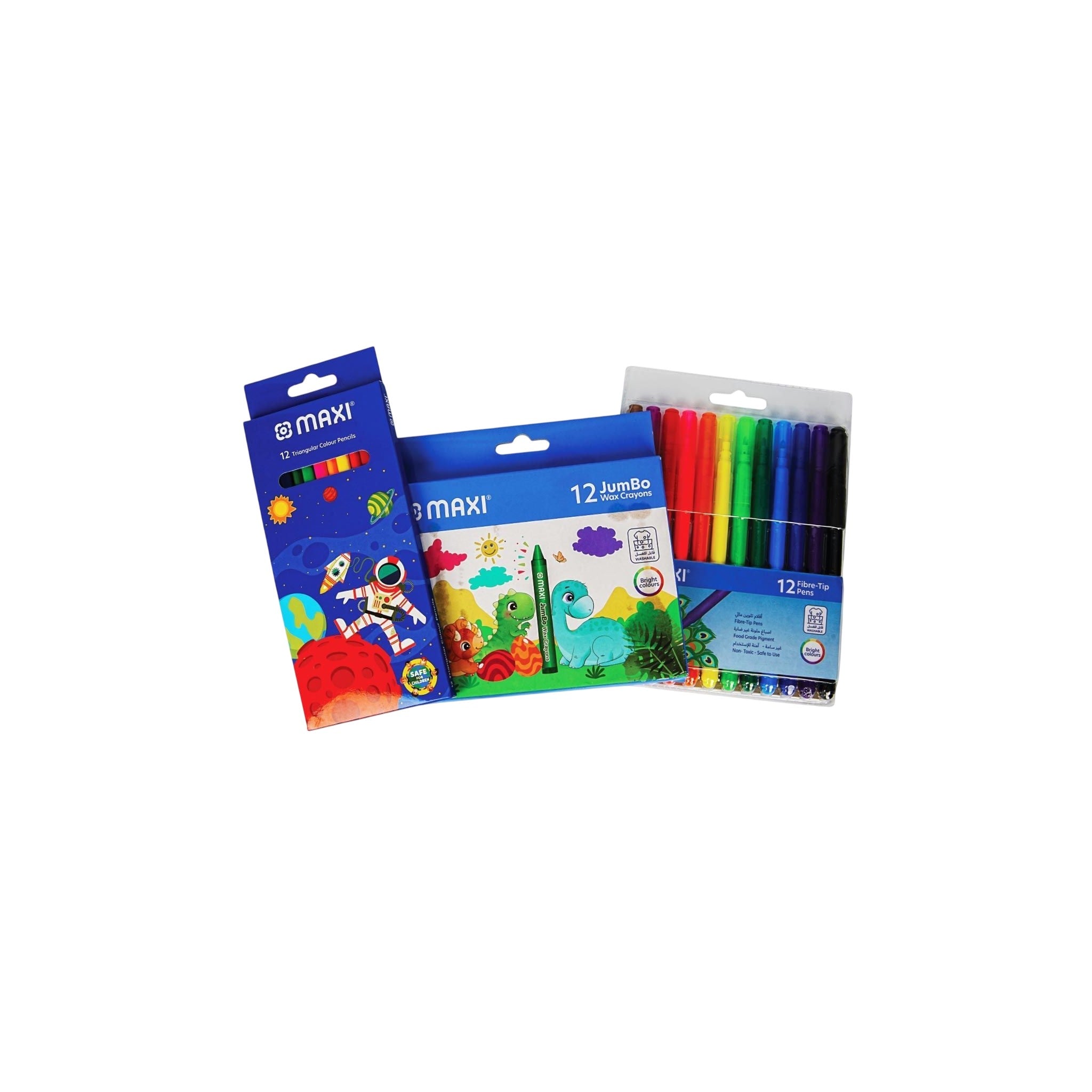Maxi Felt Pens Colour Pencils and Crayons 36 pcs