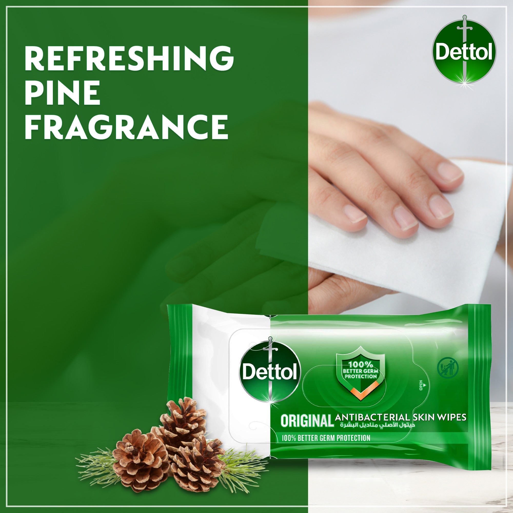 Dettol Fresh Antibacterial Skin Wipes 3 x 10 pcs original