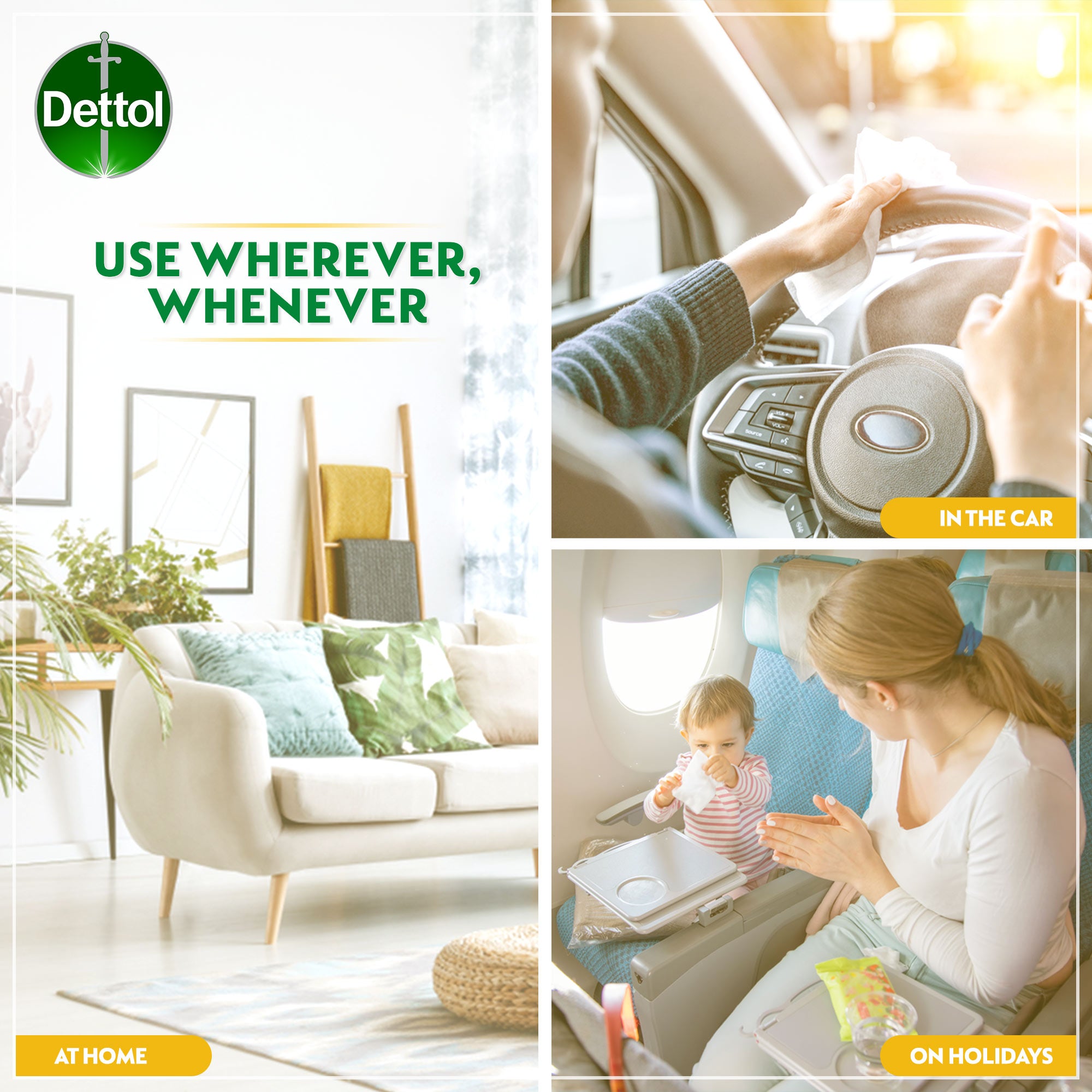 Dettol Fresh Antibacterial Skin Wipes 3 x 10 pcs Fresh