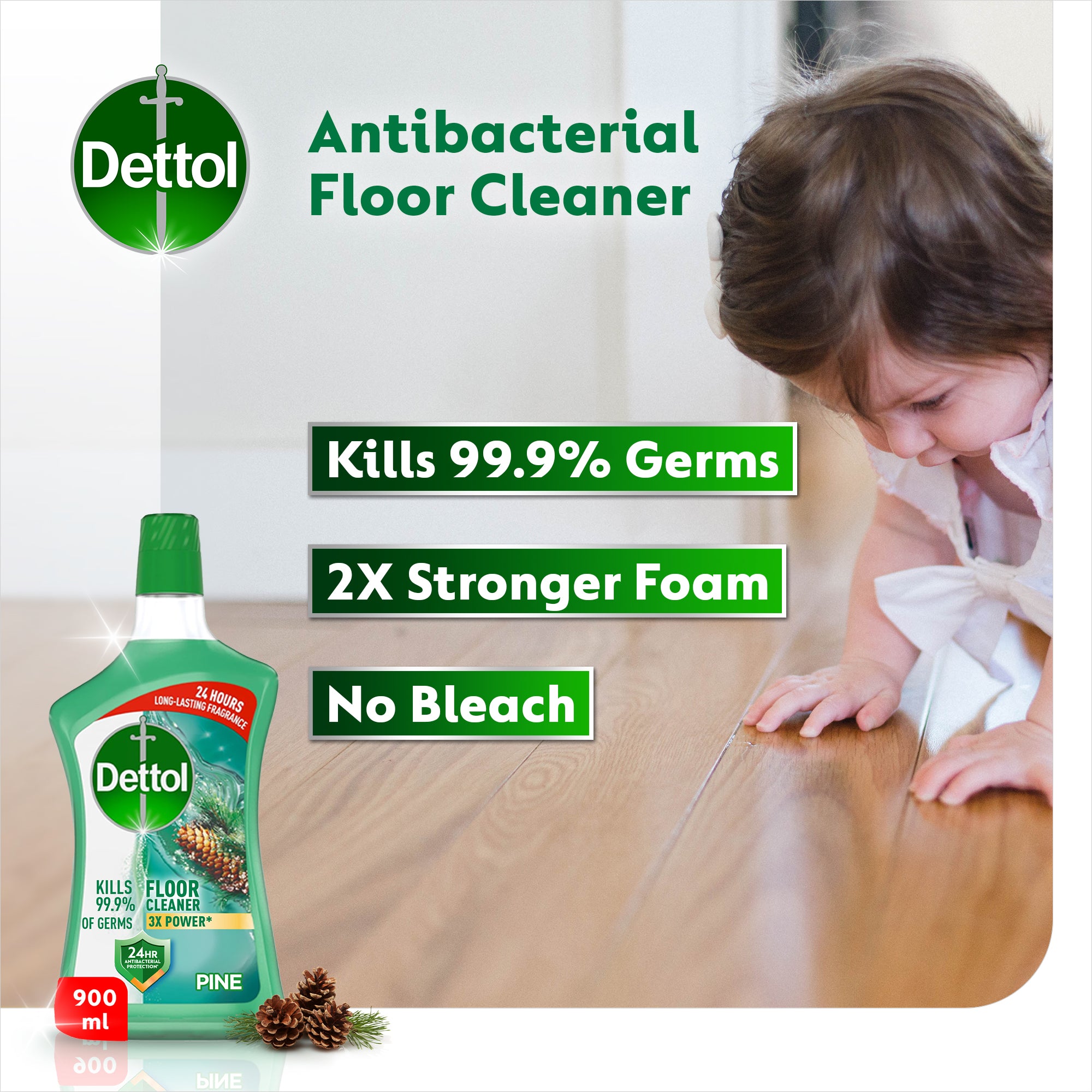 Dettol Power Floor Cleaner Pine Scent 900 ml