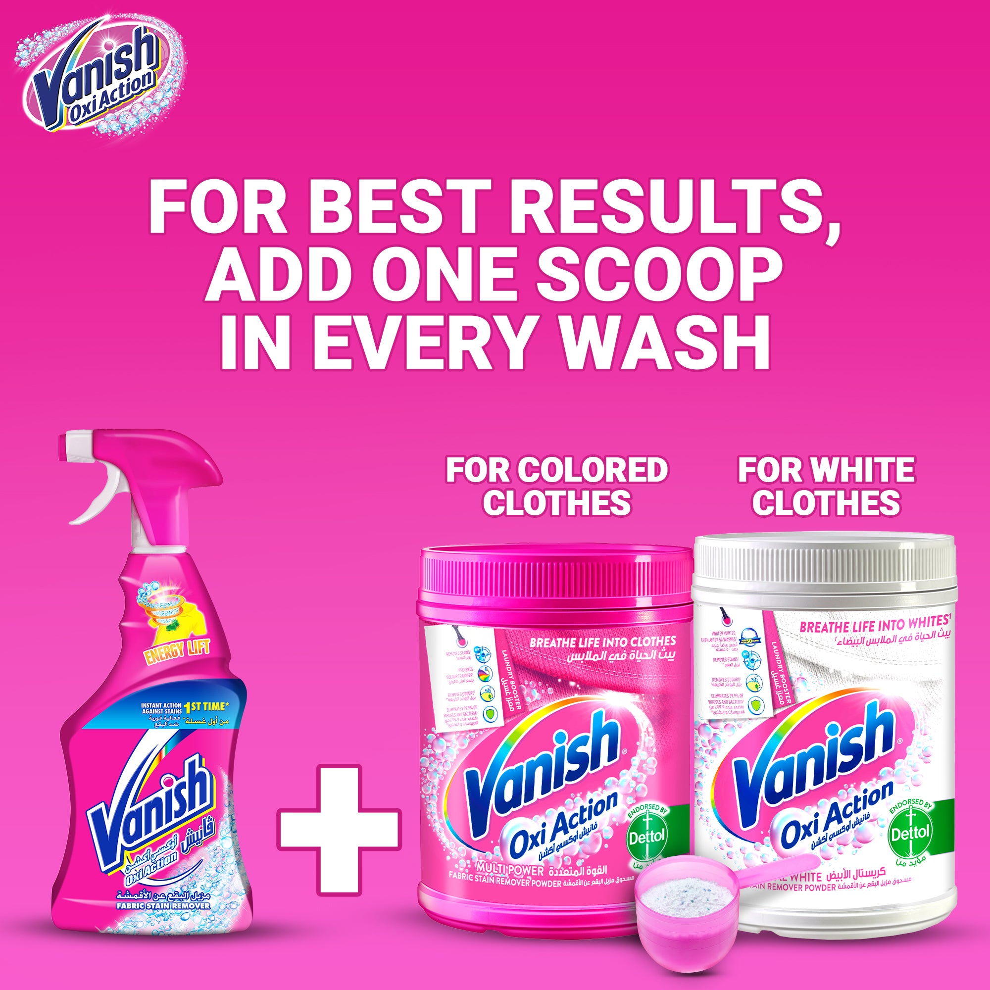 Vanish Oxi Action Stain Remover Pre-Wash Trigger Spray 500 ml