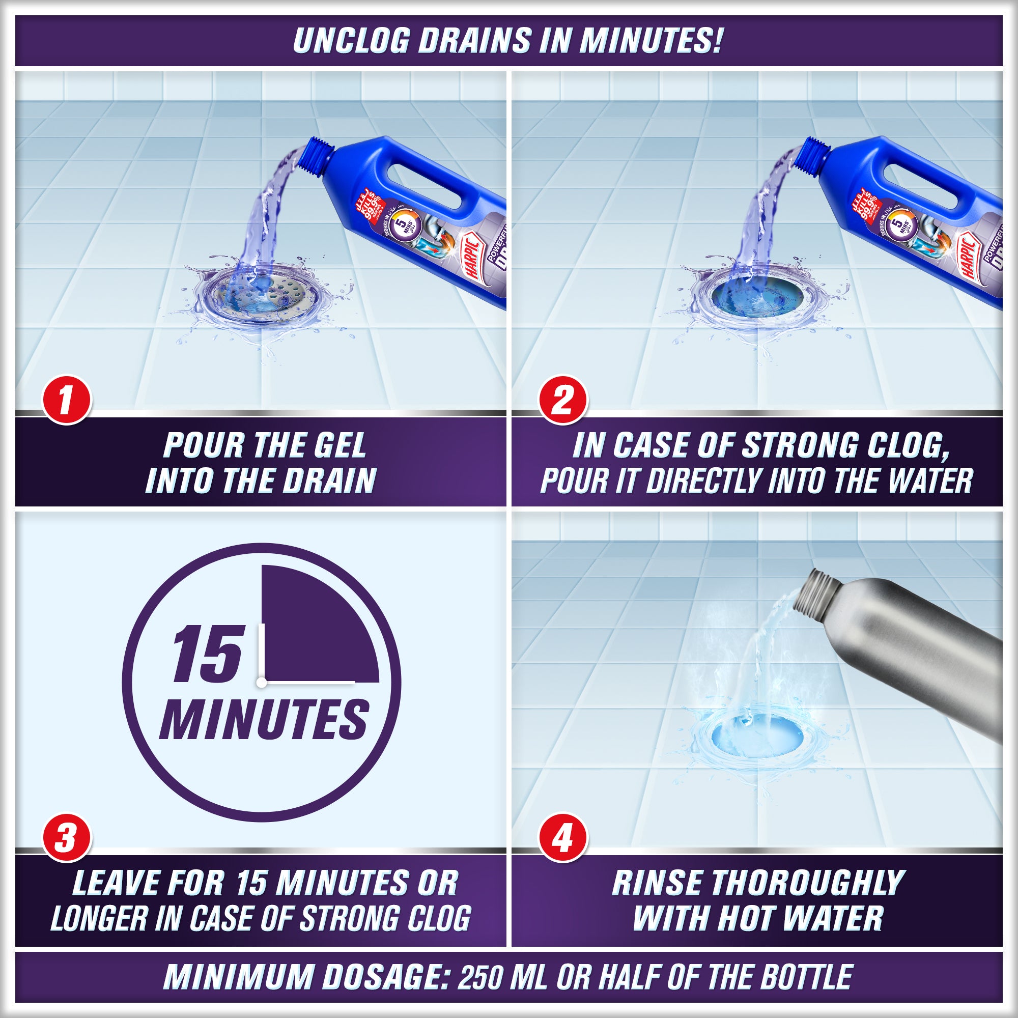 Harpic Powerful Drain Opener Gel 1L