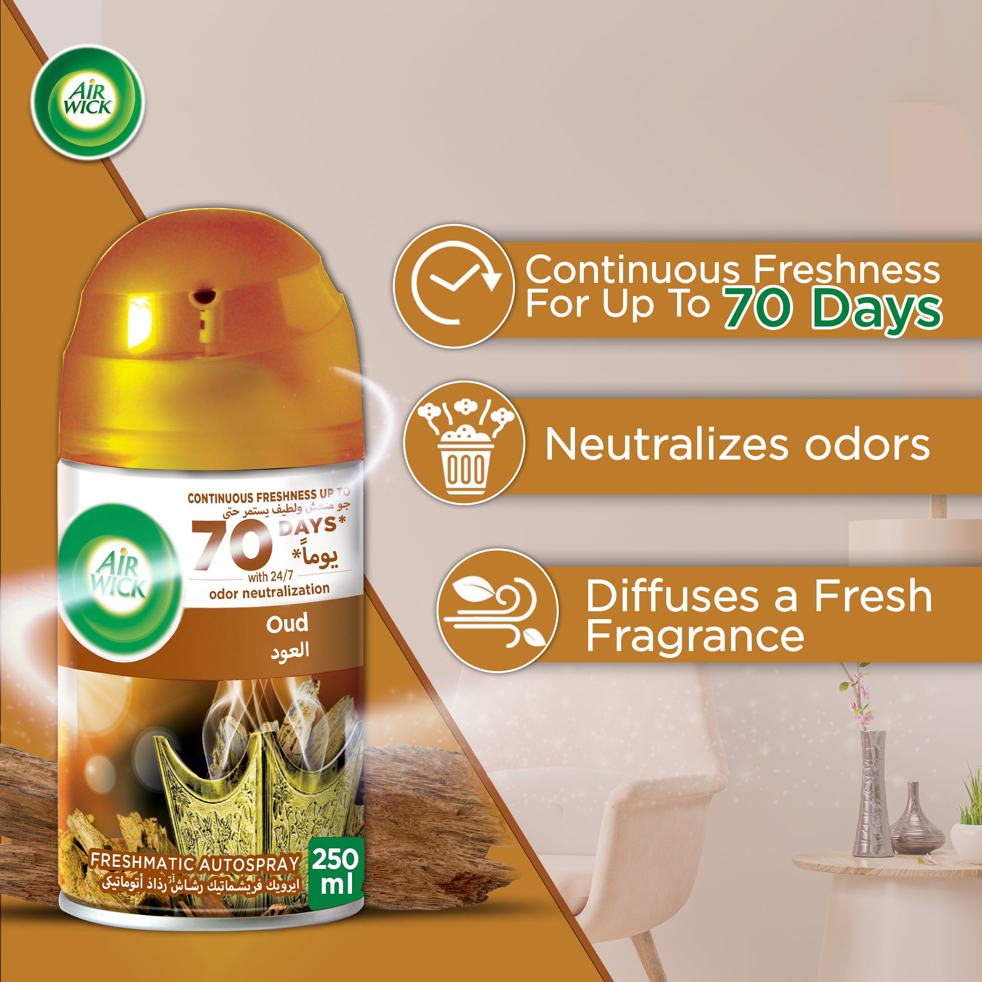 AIRWICK OUD RFL 3X250ML  2PK