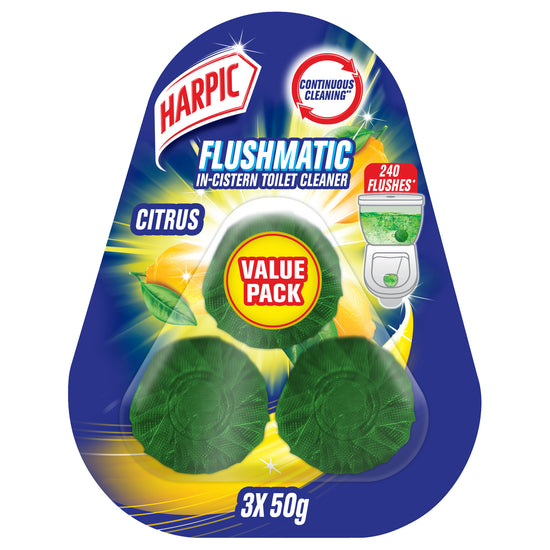 Harpic In-The-Bowl Toilet Cleaner Rim Block Citrus 50gm 3pcs